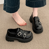厚底增鞋 配裙子黑0128r 英伦风玛丽珍小皮鞋 女2026新款 春季