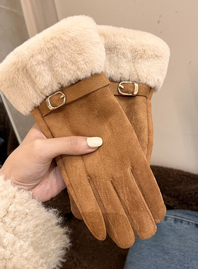 手套冬季女2025新款加绒加厚保暖防风防寒户外骑行开车可触屏五指