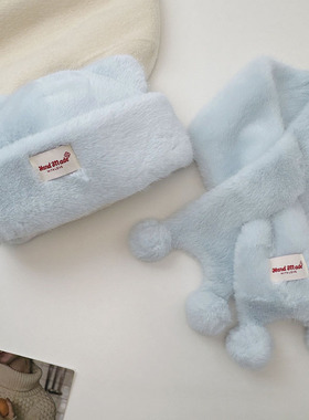 毛绒绒精品加绒加厚高品质帽子围巾两件套女冬季御寒滤纯色立体厚