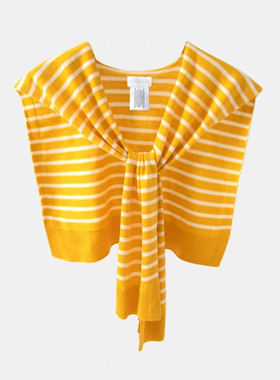 秋冬条纹针织披肩女2025新款时尚百搭高级感小坎肩空调房护颈围巾