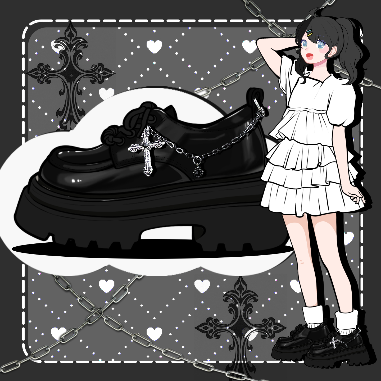 黑色复古英伦风小皮鞋