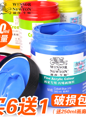 温莎牛顿画家专用丙烯颜料防水纺织墙绘套装300ml12色24色36色流体画学生初学者金色钛白色美甲BJD娃娃diy鞋