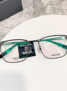 POLICE魄力思警察眼镜框架超轻纯钛新款光学男女近视半框VPLP74K