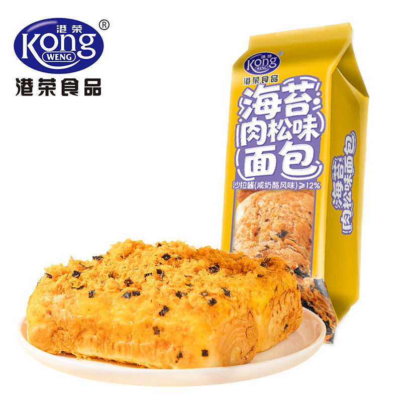 港荣海苔肉松味夹心面包手撕即食早餐代餐下午茶解馋休闲饱腹零食