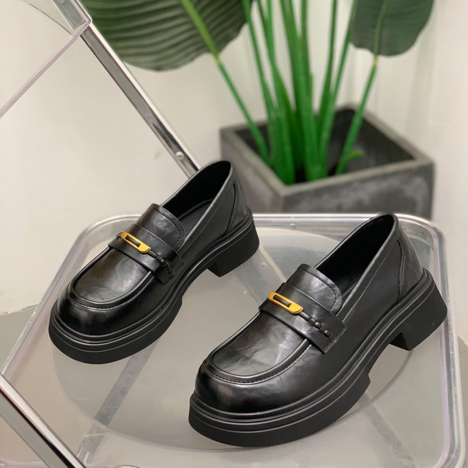 英伦风乐福鞋女2026年春季新款厚底一脚蹬黑色小皮鞋百搭休闲单鞋,女鞋,乐福鞋（豆豆鞋）,淘宝优惠券,粉丝福利购,淘宝优惠卷