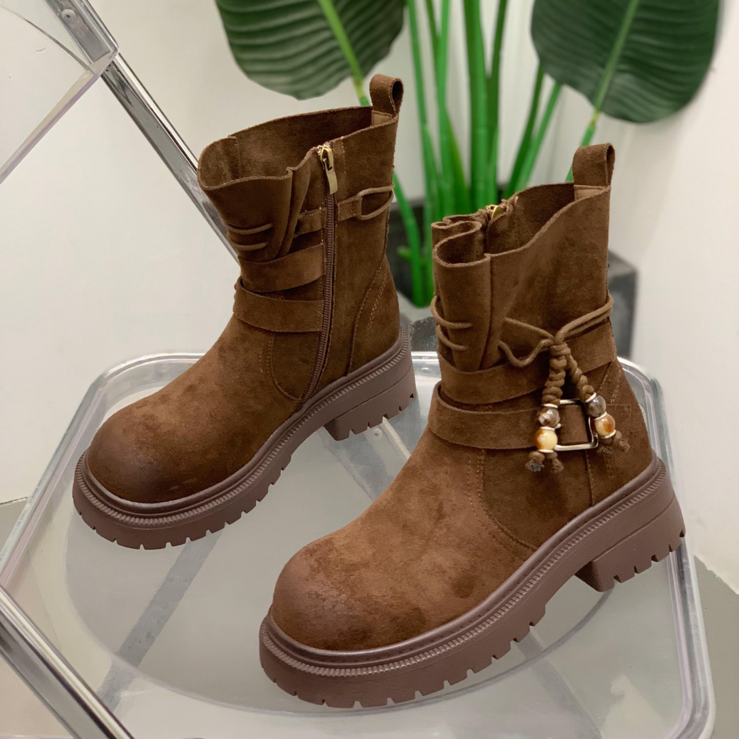 复古风马丁靴女短筒骑士靴