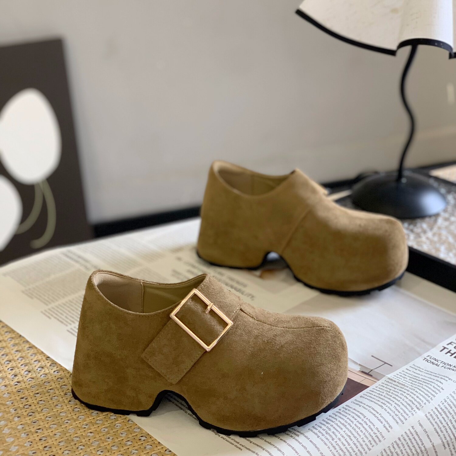 内增高玛丽珍鞋女绒面通勤工作鞋