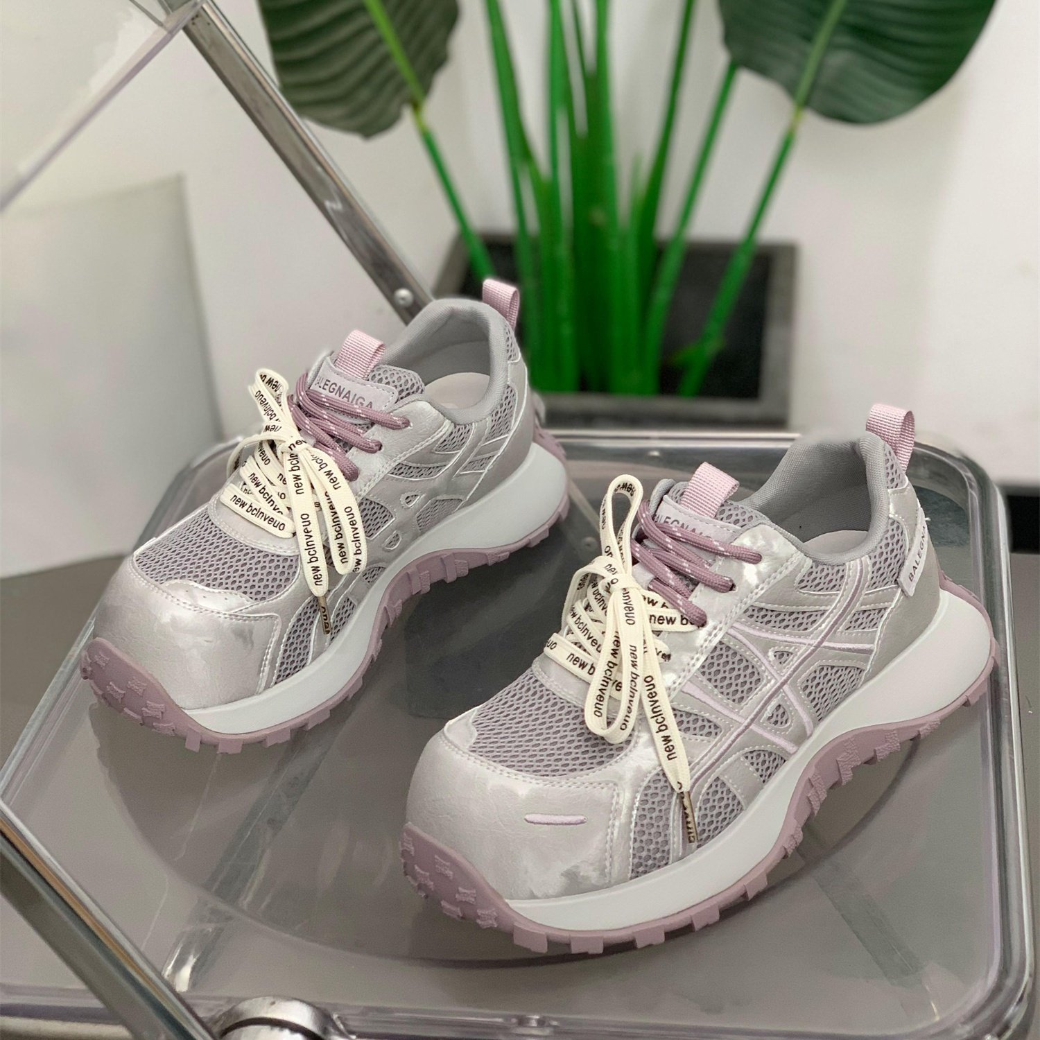 真皮百搭厚底丑萌老爹鞋女2026春季新款双鞋带轻便时尚休闲运动鞋,女鞋,时尚休闲鞋,淘宝优惠券,粉丝福利购,淘宝优惠卷