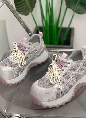 真皮百搭厚底丑萌老爹鞋女2026春季新款双鞋带轻便时尚休闲运动鞋