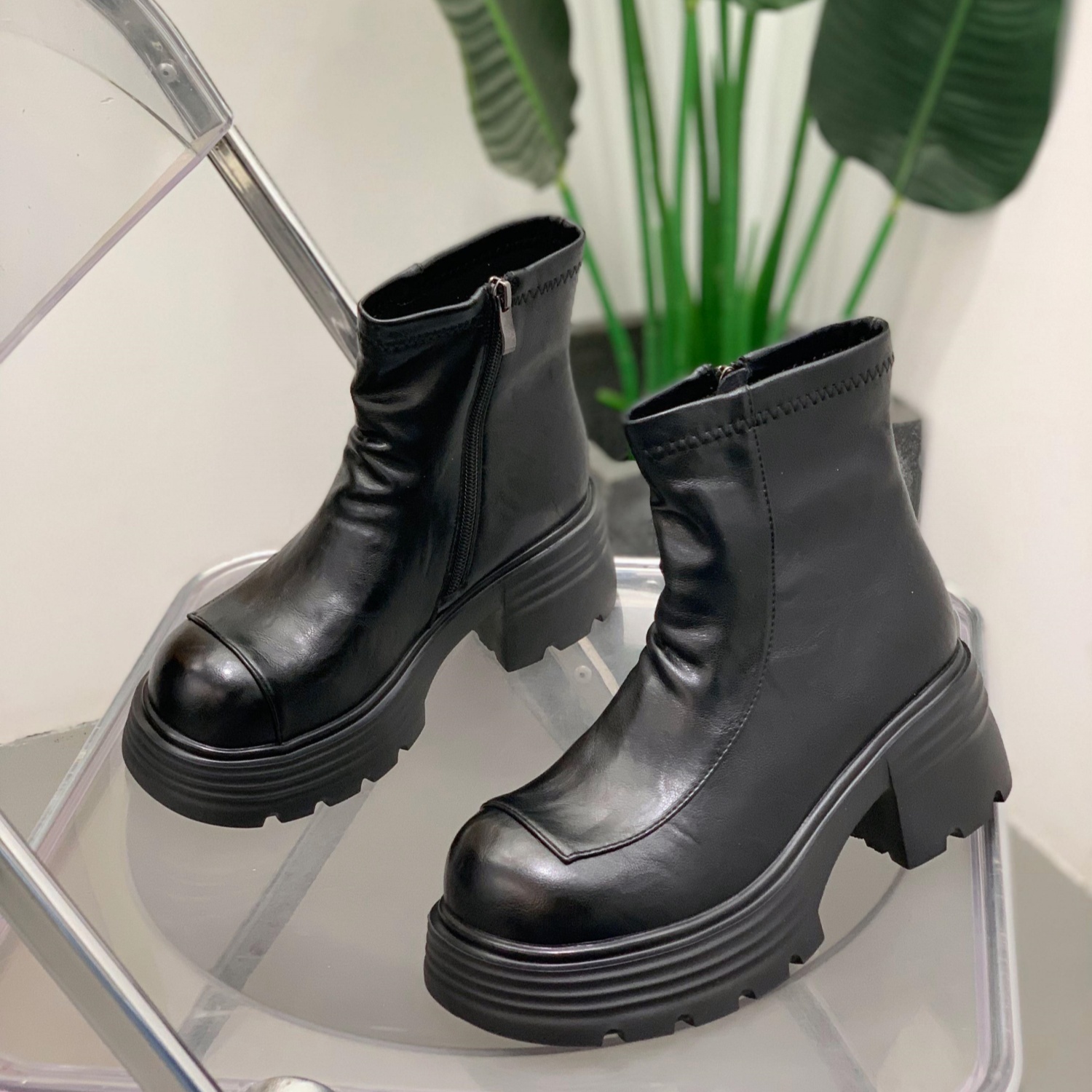 厚底马丁靴女百搭切尔西短筒鞋