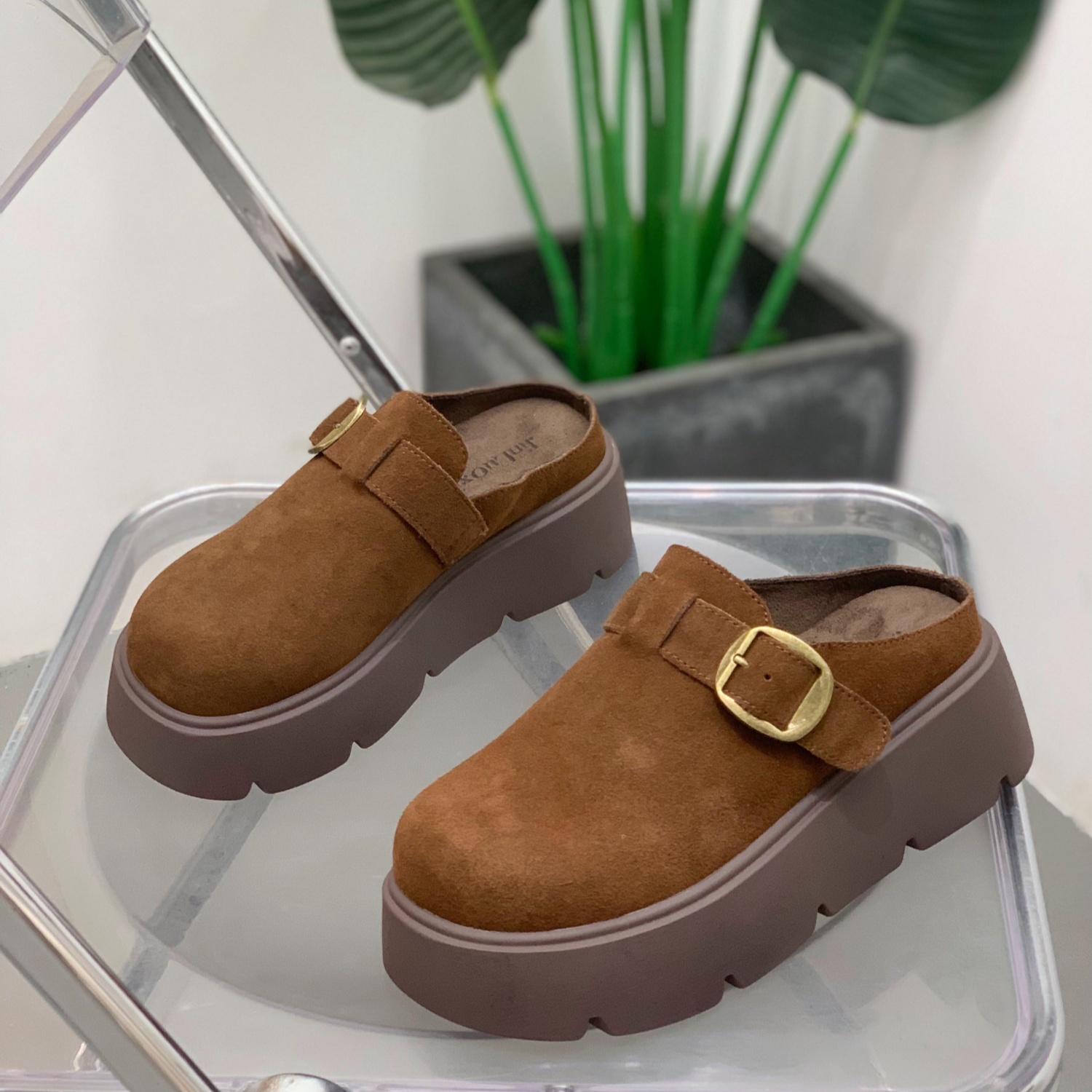 韩版小个子增高厚底包头拖鞋女