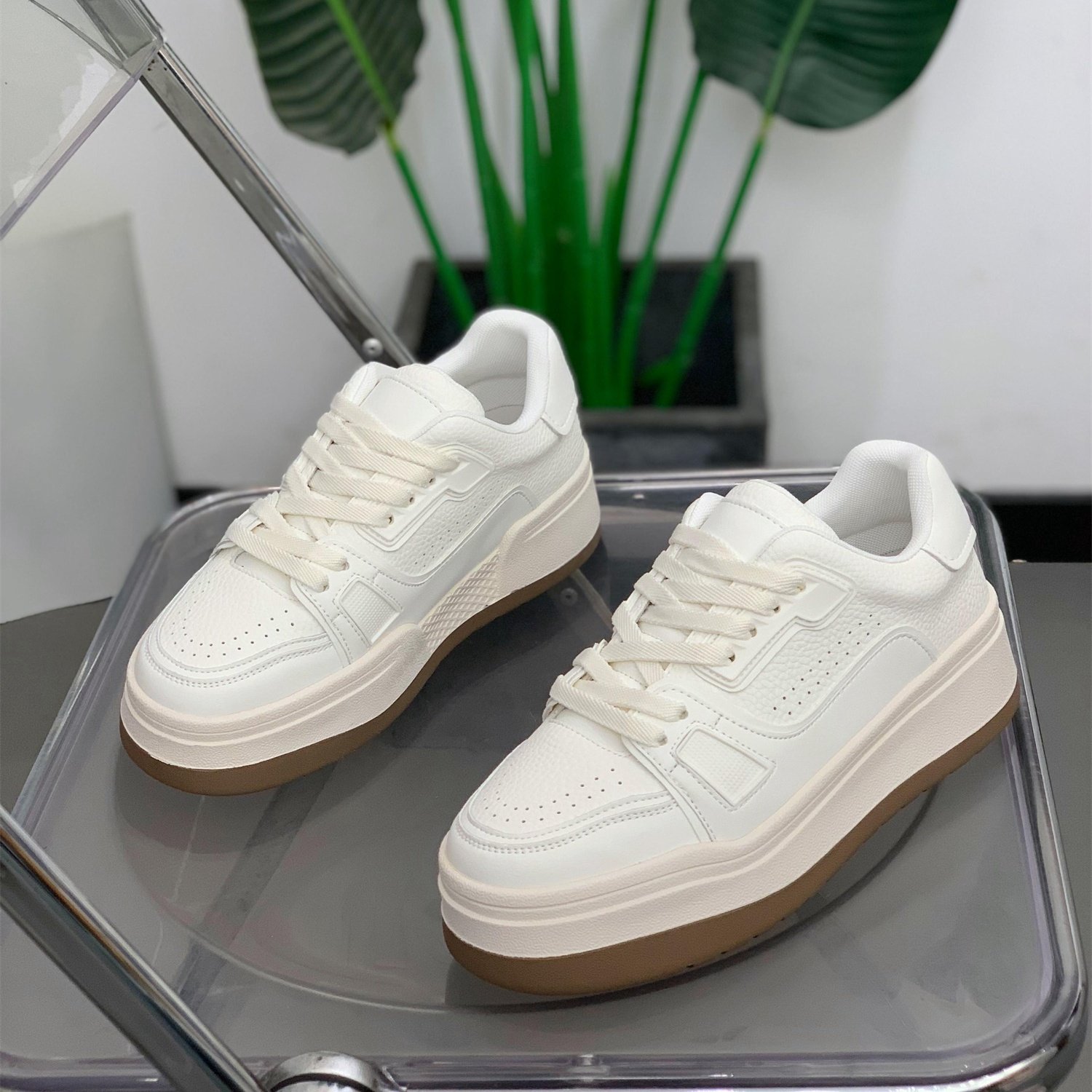 学院风百搭时尚舒适真皮百搭小白鞋女2026春季新款厚底休闲板鞋,女鞋,时尚休闲鞋,淘宝优惠券,粉丝福利购,淘宝优惠卷