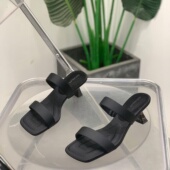 粗跟气质一字带凉鞋 百搭增高显瘦休闲鞋 女2026年夏季 外穿沙滩拖鞋