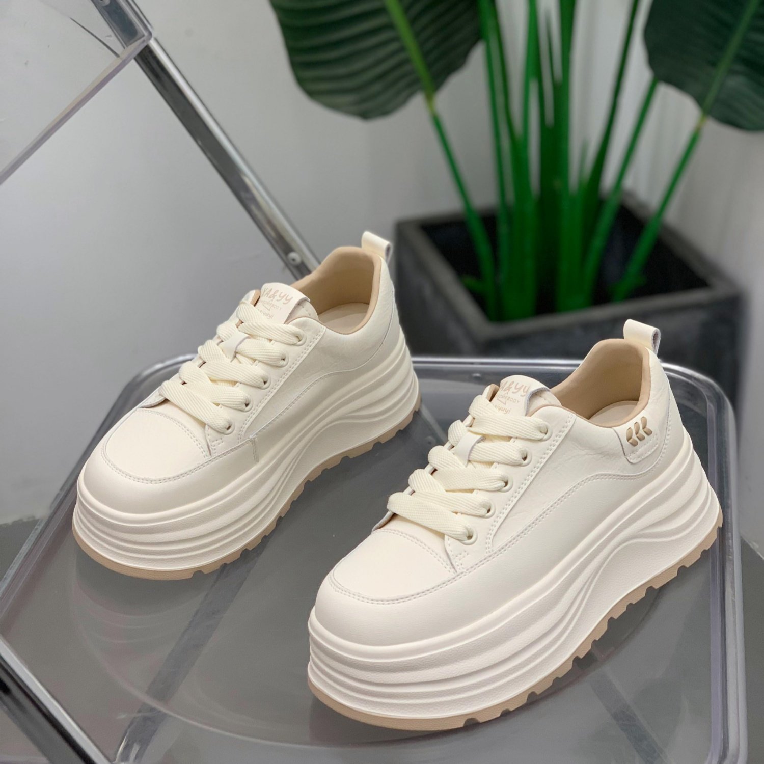 厚底增高小白鞋女2026年春季新款松糕鞋小个子百搭舒适休闲板鞋,女鞋,时尚休闲鞋,淘宝优惠券,粉丝福利购,淘宝优惠卷