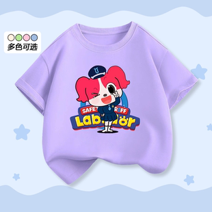 安全警长小蝶童装儿童短袖T恤夏季新款半袖上衣男童卡通动漫衣服