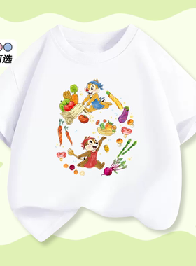 卡通印花短袖T恤奇奇和蒂蒂夏装花栗鼠大钢牙ChipnDale上衣套装