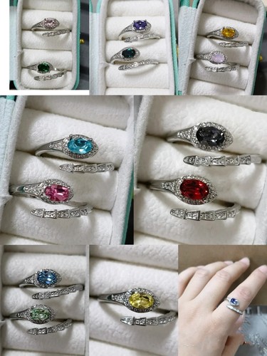 有925银~施华洛施家华子多色！厂家工艺升级！小众椭圆钻蛇头戒指