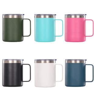 跨境304不锈钢保温杯定制印logo带手柄咖啡杯办公便携马克杯刻字