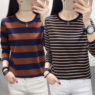 内搭打底衫 早秋装 t恤女装 宽松中年妈妈上衣服长袖 2023年新款 大码