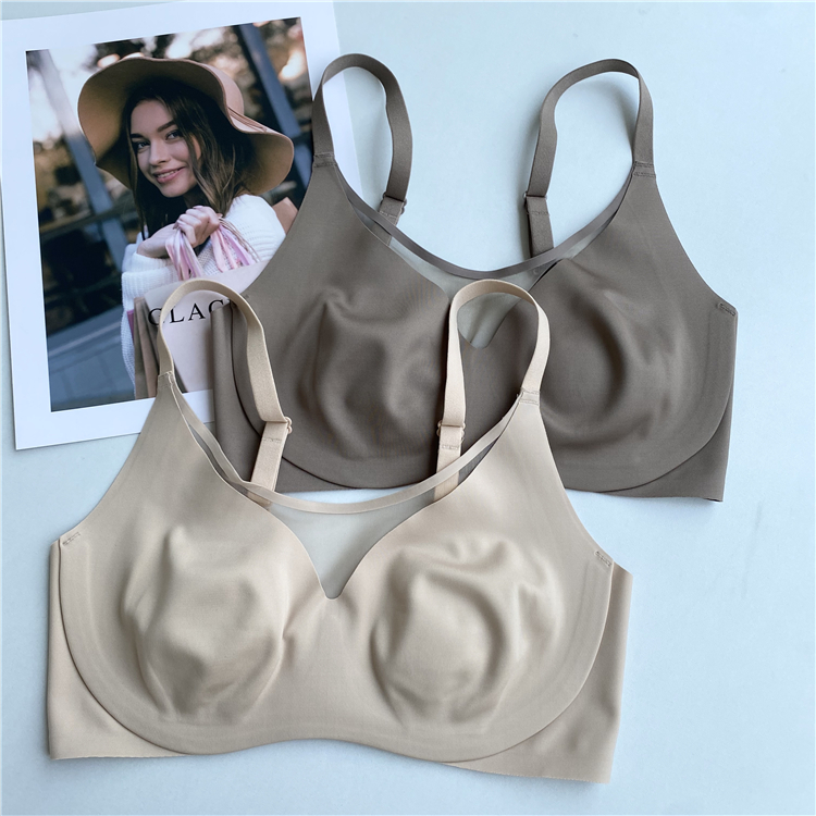 无钢圈大胸显小一片式超薄文胸
