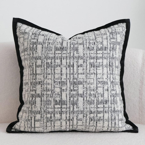 新款简约高级艺术格纹黑边抱枕套ins风飘窗沙发多用靠枕床头靠背