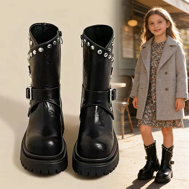 女童马丁靴2026秋冬新款加绒时尚英伦风百搭中大童防滑儿童短靴子,童鞋/婴儿鞋/亲子鞋,皮靴,淘宝优惠券,粉丝福利购,淘宝优惠卷
