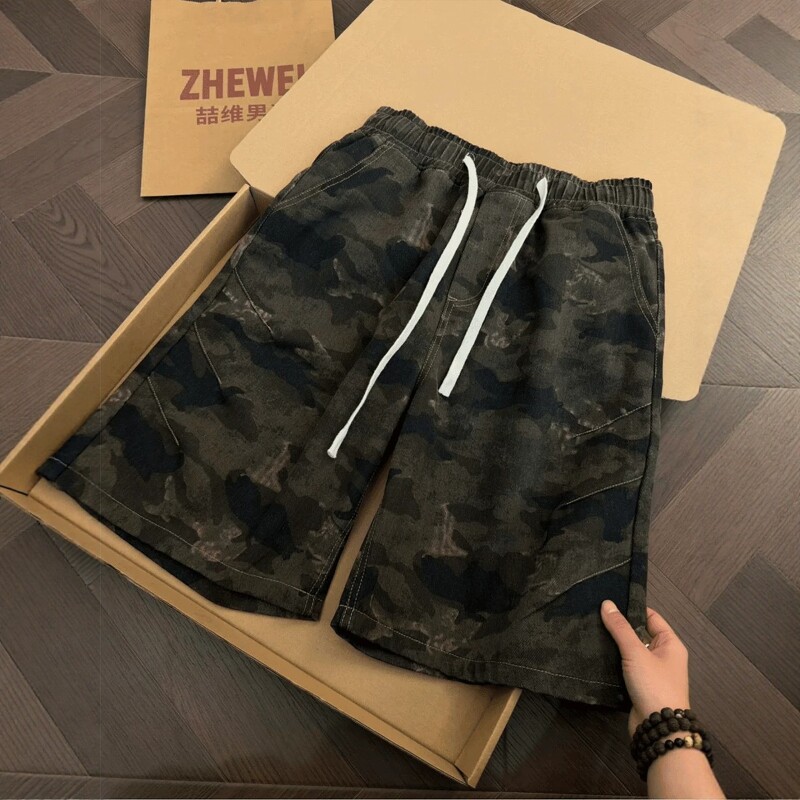 美式解构迷彩短裤男生夏季vibe潮