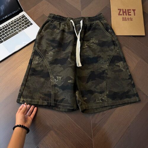 美式水洗复古迷彩短裤男款夏季