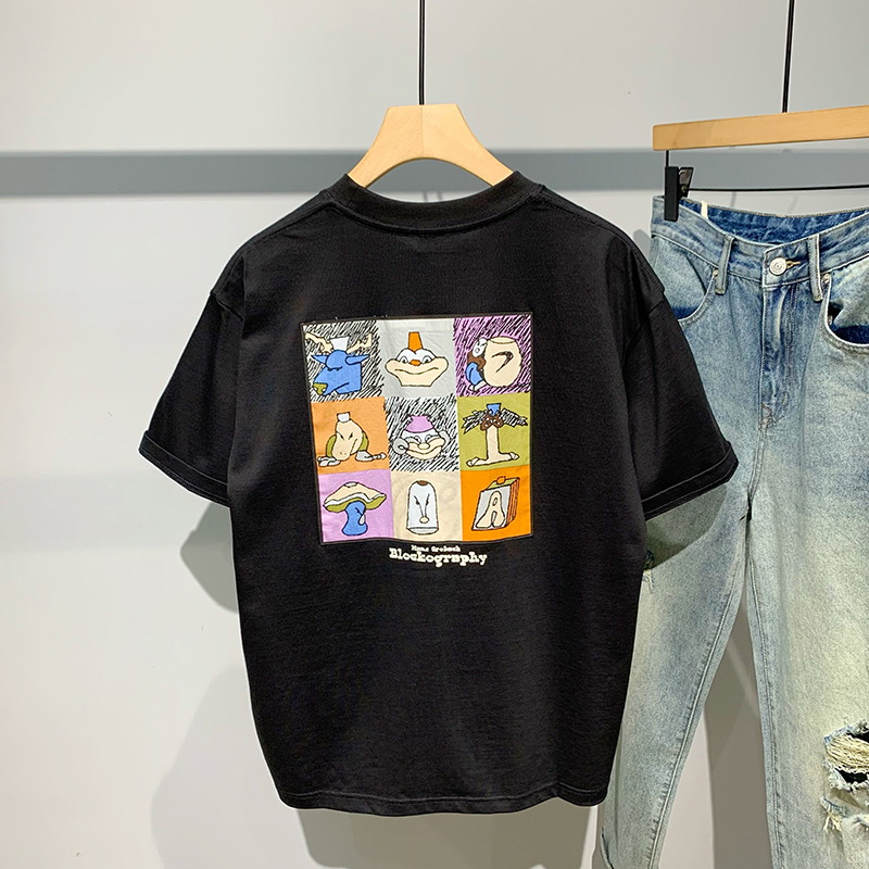 特琳露夏季潮牌百搭印花短袖T恤