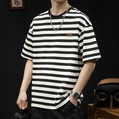 条纹短袖t恤男士夏季2026宽松