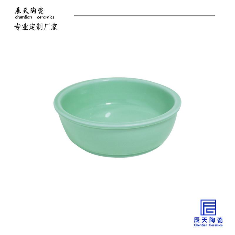 景德镇陶瓷工厂简约纯色大口径陶瓷宠物碗狗狗干粮碗水碗LOGO定制