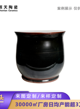 辰天陶瓷极简黑色鼓凳定制