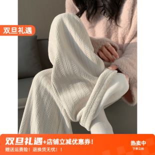 蟹老板耶加绒麦穗雪尼尔阔腿裤 子 秋冬宽松直筒加绒小个子灯芯绒裤