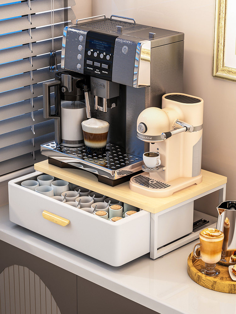 胶囊咖啡机置物架台面摆放台桌面防尘水杯子茶包抽屉式收纳盒底座