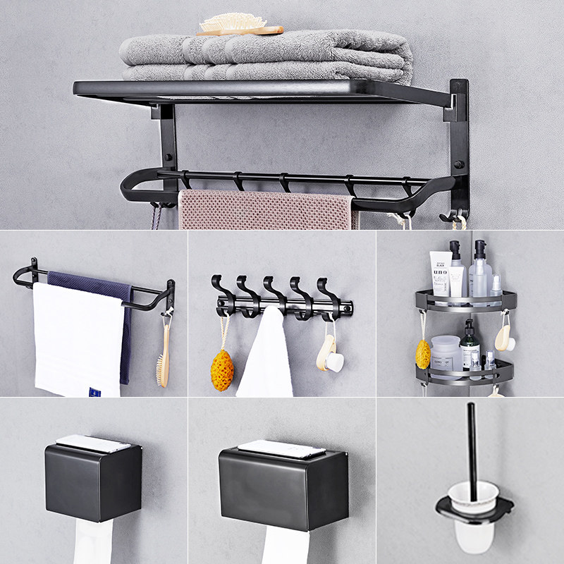 免打孔毛巾架浴室卫生间置物架壁挂卫浴厕所三角粘墙收纳用品大全