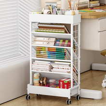 可移动桌边书架落地侧边置物架书桌旁侧收纳书本高中生小书架带轮