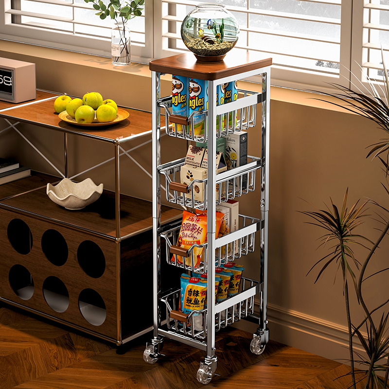 夹缝零食小推车置物架客厅可移动家用极窄缝隙厨房落地多层收纳架