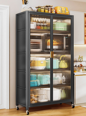 双门落地多层北欧风格白色灰色储物柜适合大众使用 多层厨房置物