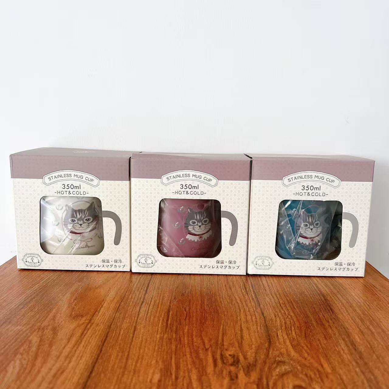 日本Kusuguru正品304保温杯保冷杯真空隔热手柄杯马克杯卡通杯405