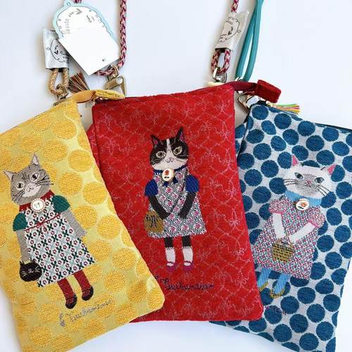 日本Kusuguru蜜豆公主精美提花手机包斜挎包单肩包布艺卡通包404