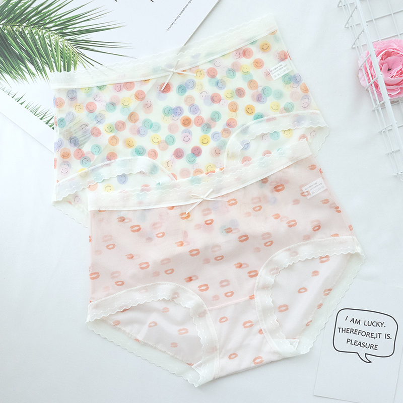 彩田蕾丝网纱性感无痕印花短裤头