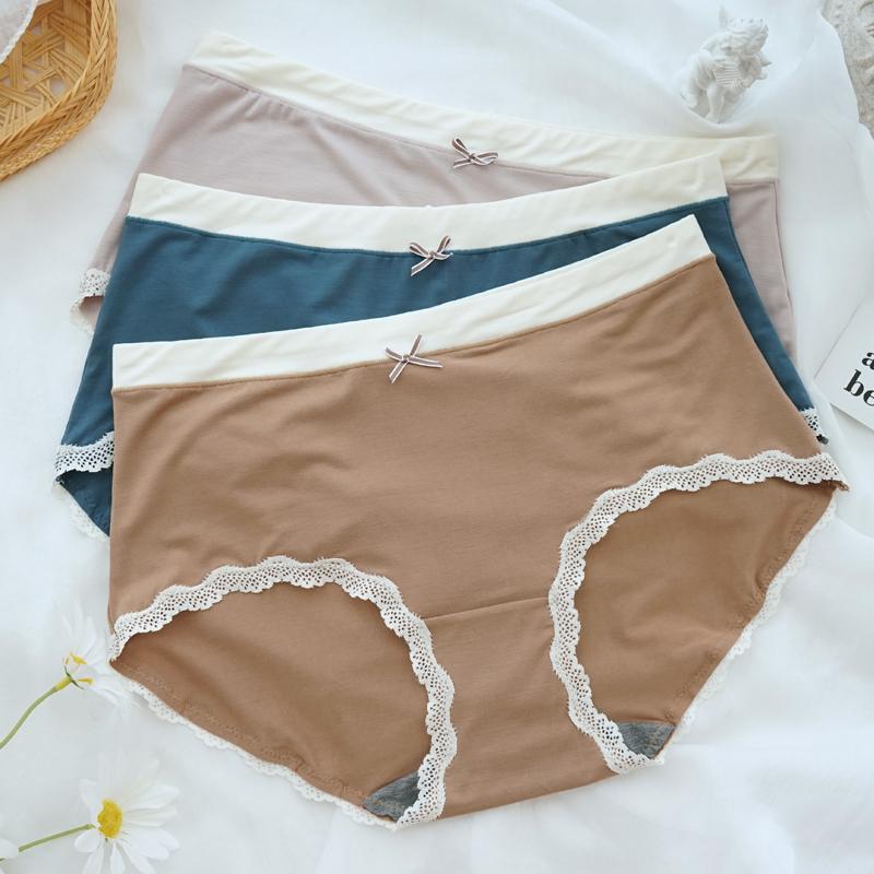 石墨烯抑菌少女无痕蕾丝三角裤