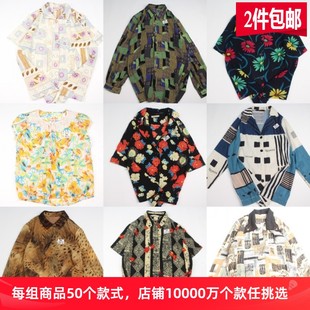 古着vintage复古日系夏威夷雪纺森女系宽松巴洛克短袖 A13 油画衬衫