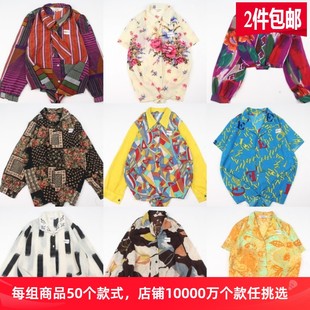 古着vintage复古日系夏威夷雪纺森女系宽松巴洛克短袖 A26 油画衬衫