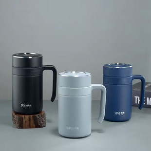 康林大容量男士办公杯手柄316不锈钢茶水分离泡茶杯礼品保温杯子