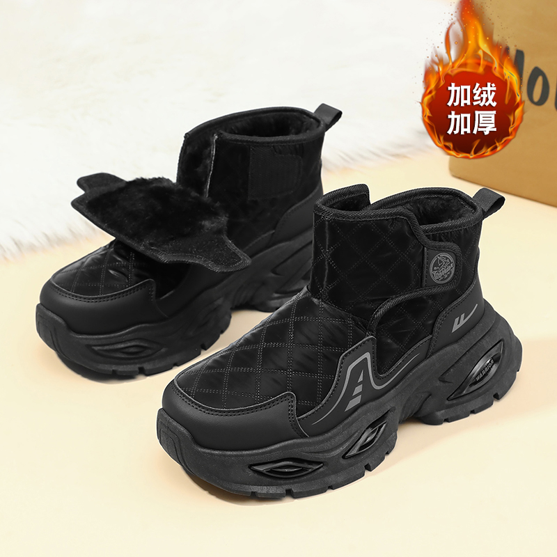回力正品冬季新款男童黑色大棉鞋学生运动鞋保暖加绒加厚防水棉靴