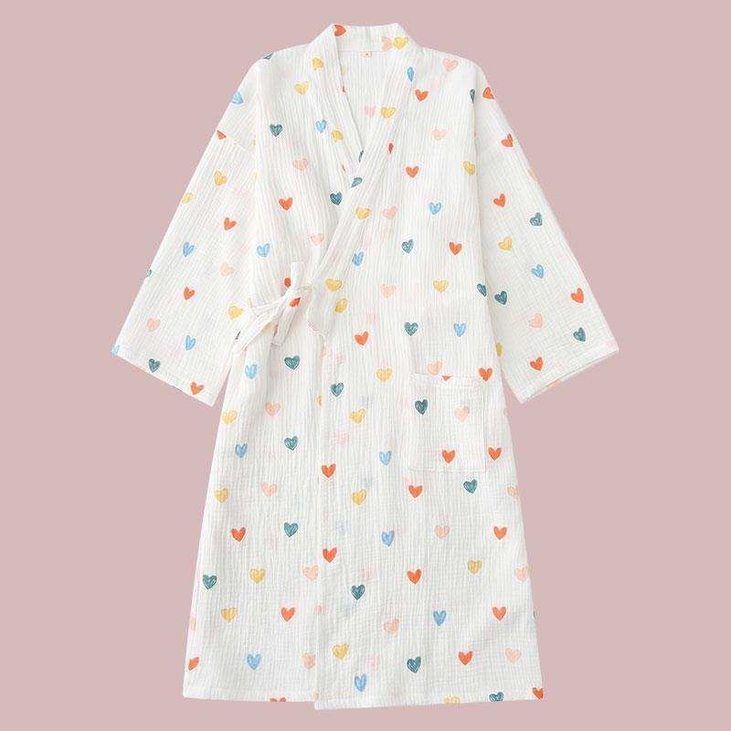 ins风纱布和服纯棉女春秋薄款亲子家庭装