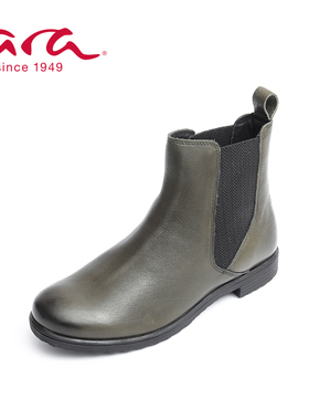 ara德国鹦鹉舒适女鞋 秋冬深口圆头低跟休闲款矮靴 G楦22A39509