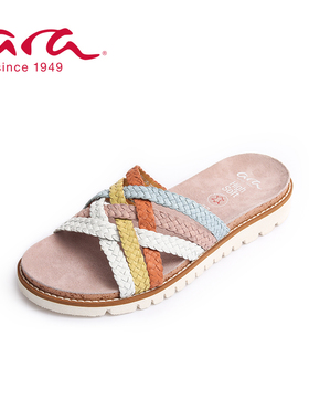 ara德国鹦鹉舒适女鞋 夏款套脚露趾低跟凉拖 G楦22S28120