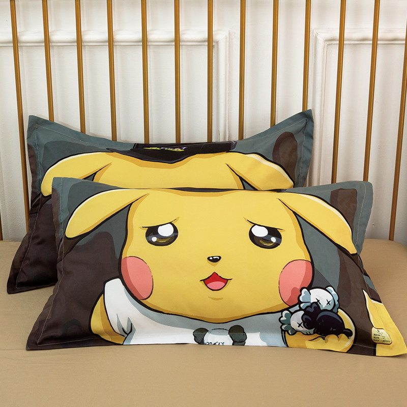 卡通皮卡丘儿童男孩单人枕套48X74宝可梦学生宿舍枕头罩子大枕袋